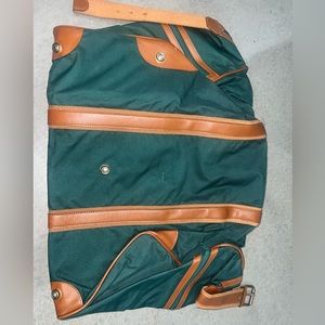 Polo Ralph Lauren Travel Green Canvas Brown Leather duffel weekender vintage 90s
